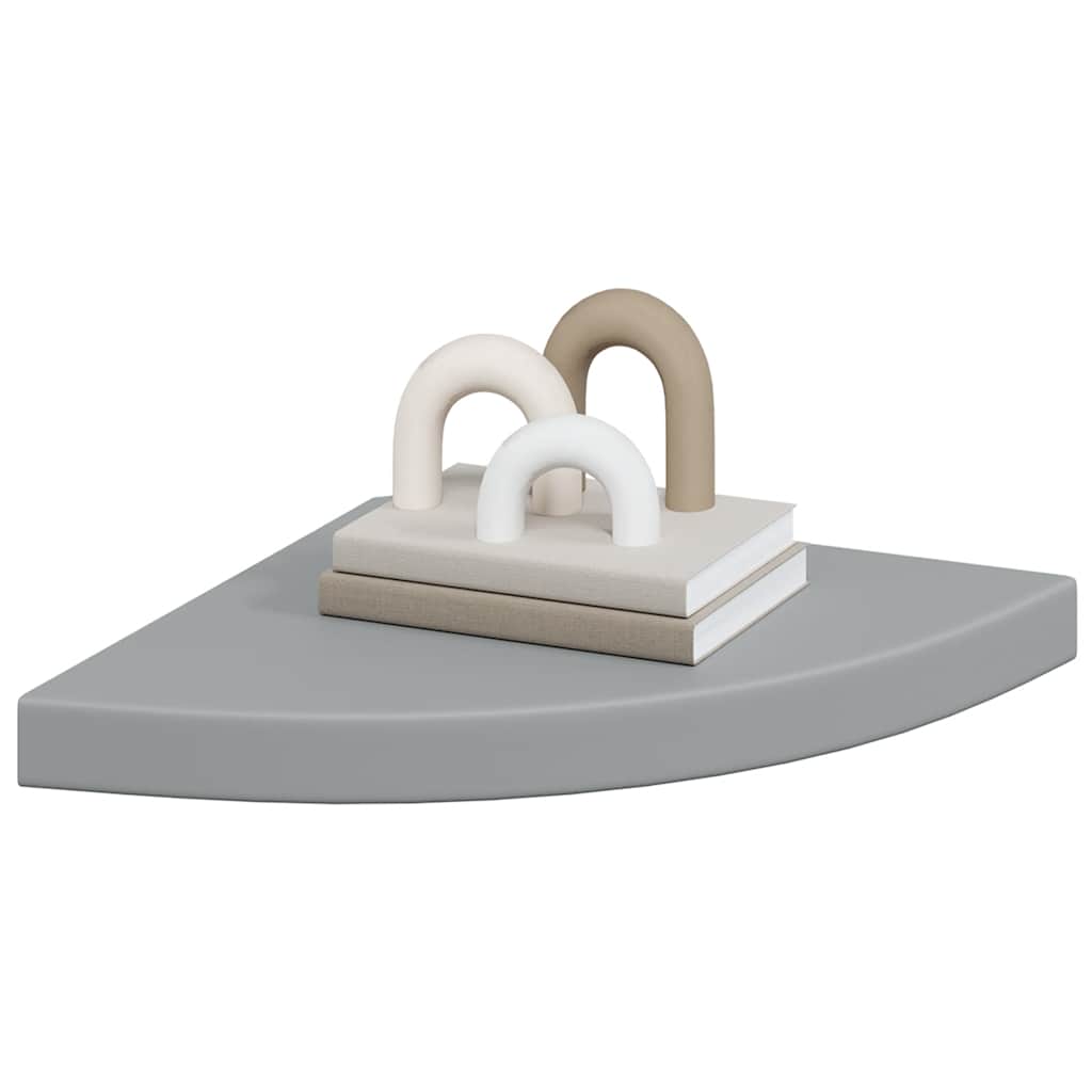 Schwebende Eckregale 2 Stk. Hochglanz-Weiß 25x25x3,8 cm MDF
