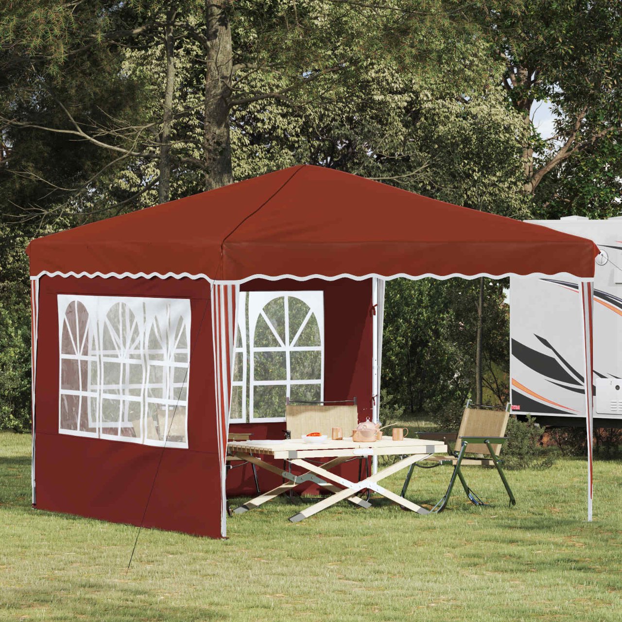 Pop-up Partyzelt 288 x 288 x 245 cm Creme Oxford-Stoff