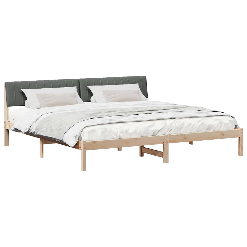 Bettgestell Braun und hellgrau 200 x 200 cm Massivholz Kiefer
