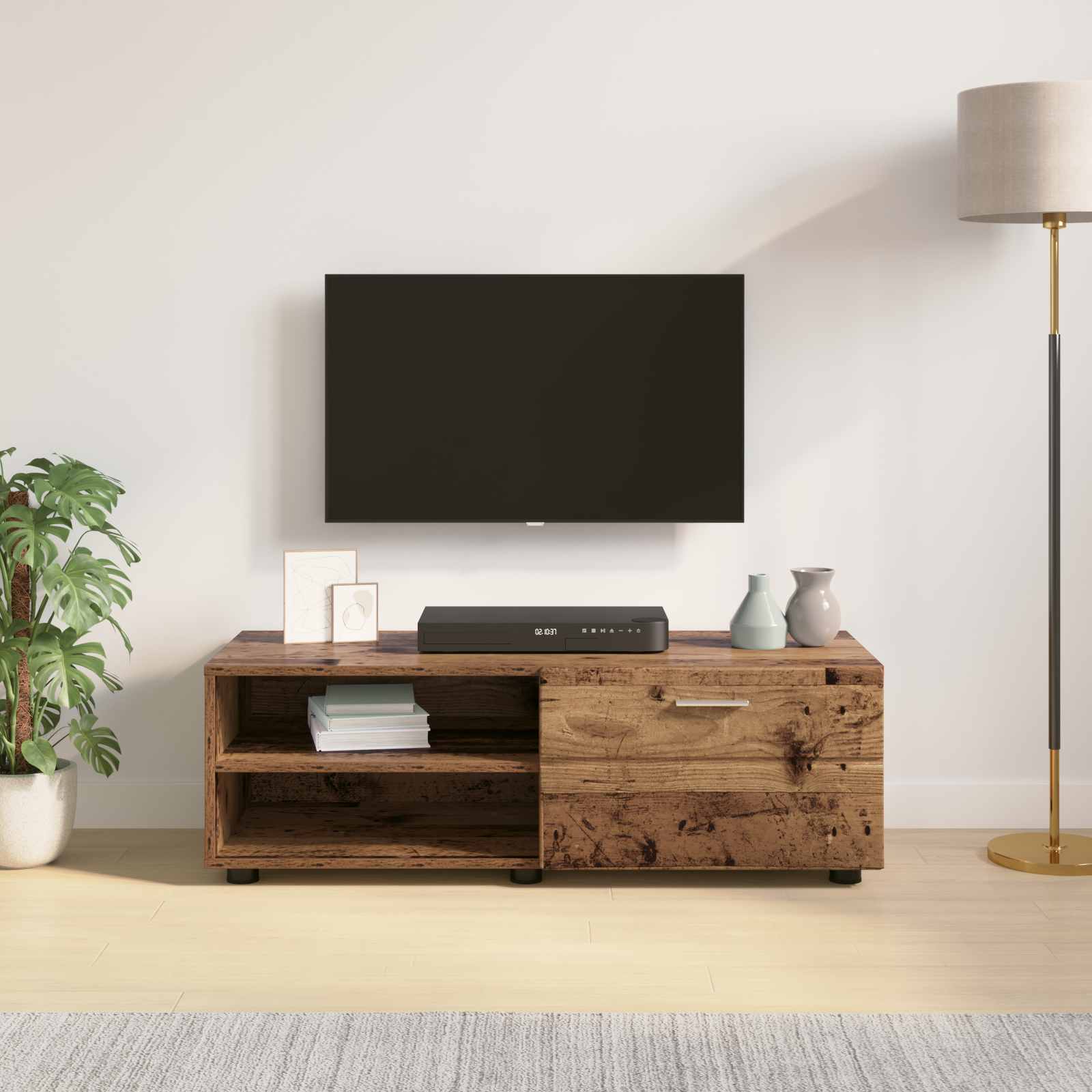 Highboard mit Regal FLORIN Weiß 60 x 35 x 182 cm Holzwerkstoff