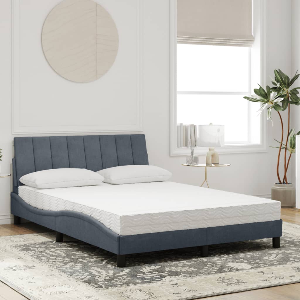 Bett mit Matratze "Hanko" Hellgrau 80x200 cm Samt