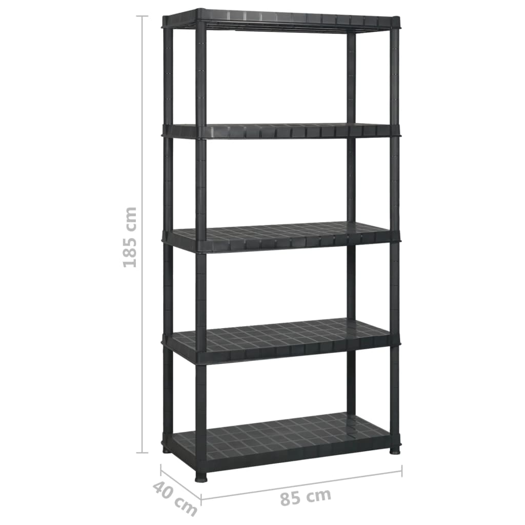 Lagerregal 4-Tier Schwarz 61x30,5x130 cm Kunststoff