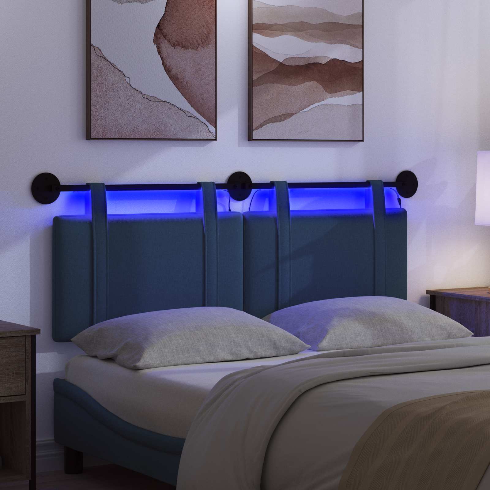 Hängendes Kopfteil Mit LED Licht Wolkengrau Stoff