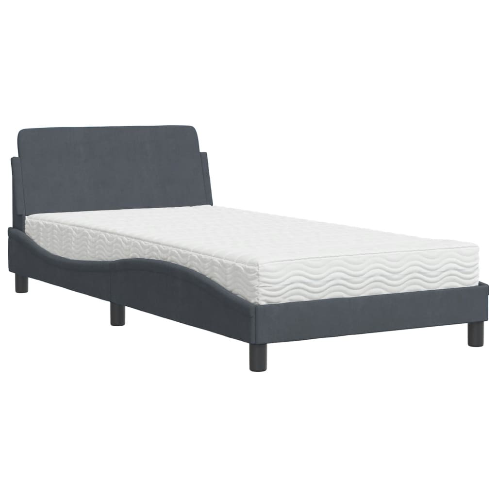 Bett mit Matratze "Dover" Hellgrau 80x200 cm Samt
