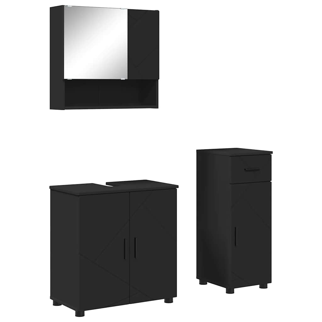 Badezimmermöbel-Set mit Tür 3 pcs Weiß Holzwerkstoff & Metall