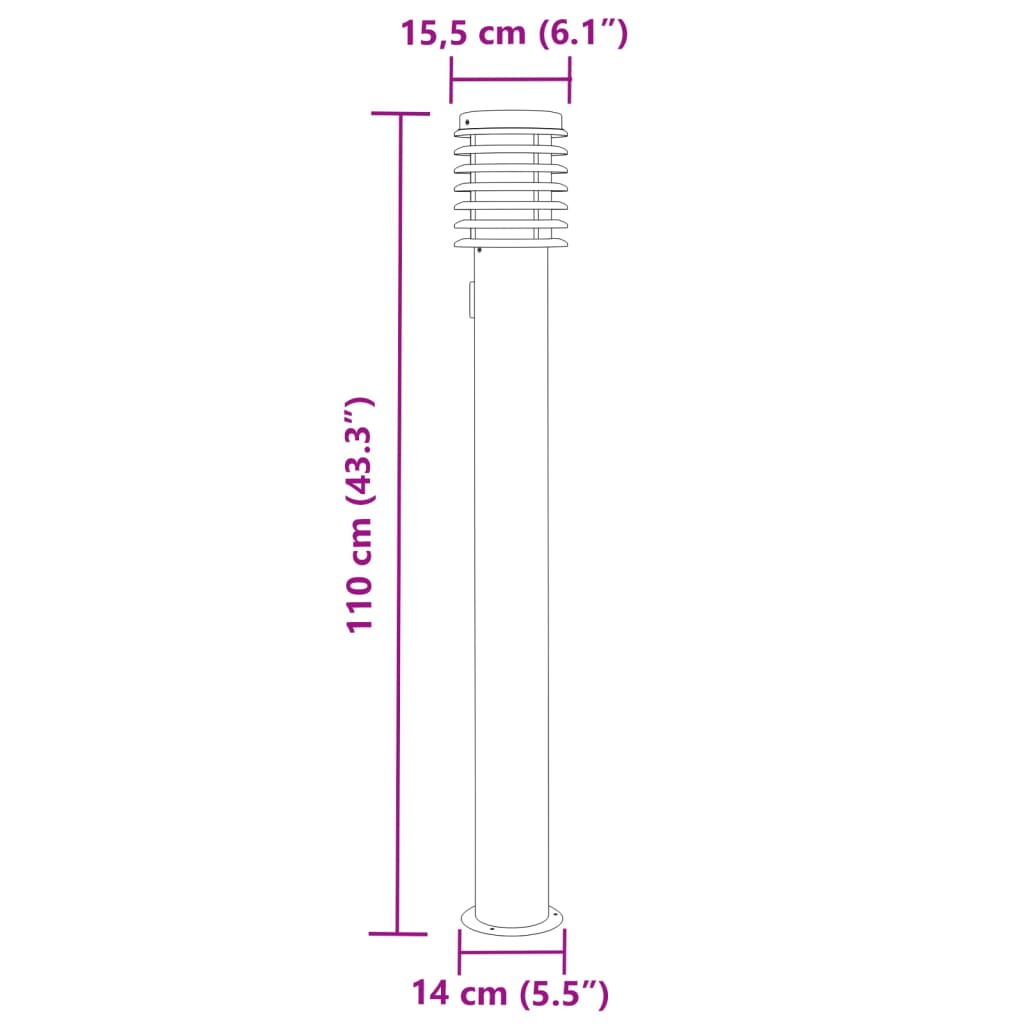 Wegeleuchte Silbern 110 cm Edelstahl