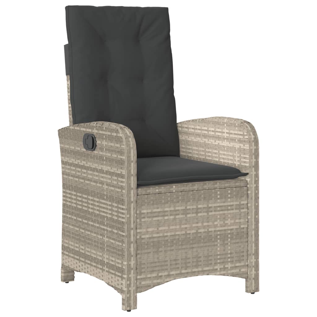 Gartensessel Verstellbar mit Kissen Schwarz Poly Rattan