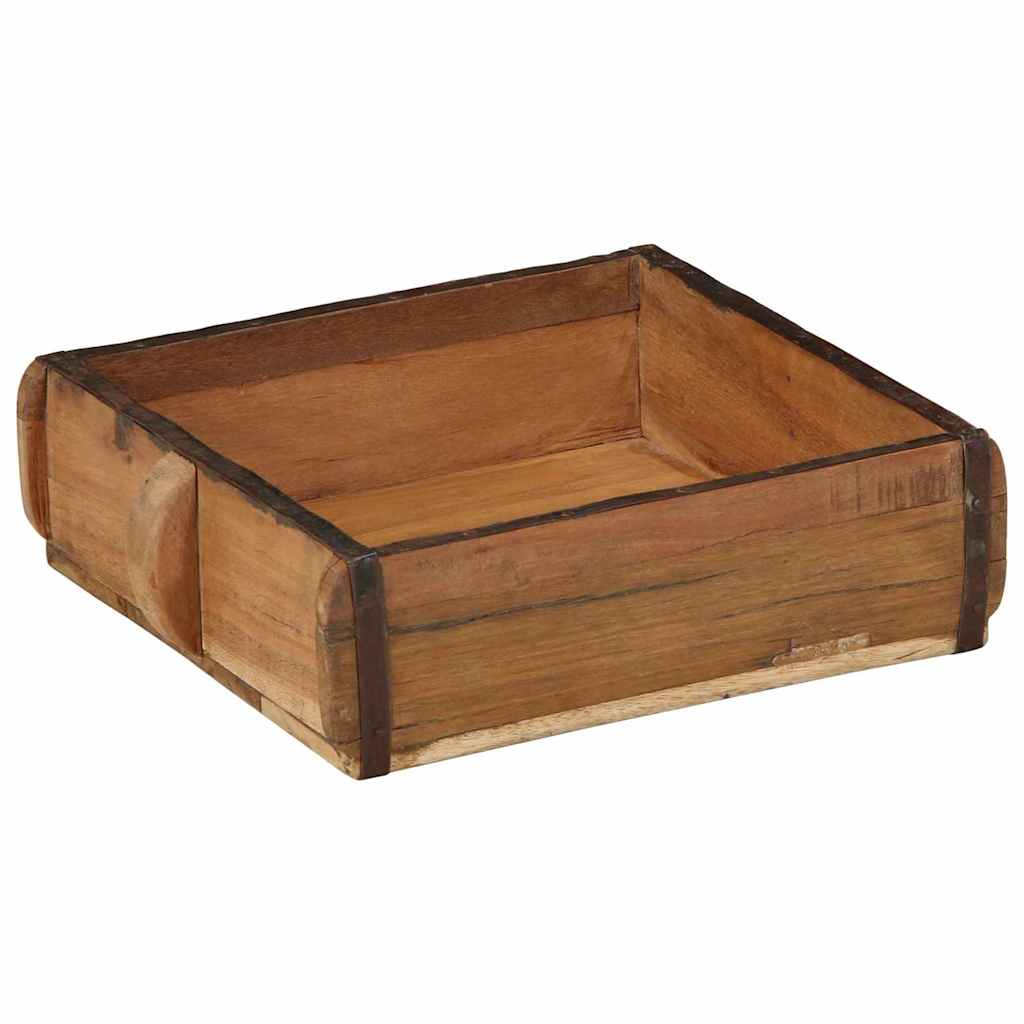 Tablett Braun 30 x 15 x 9 cm Massives upgecyceltes Holz