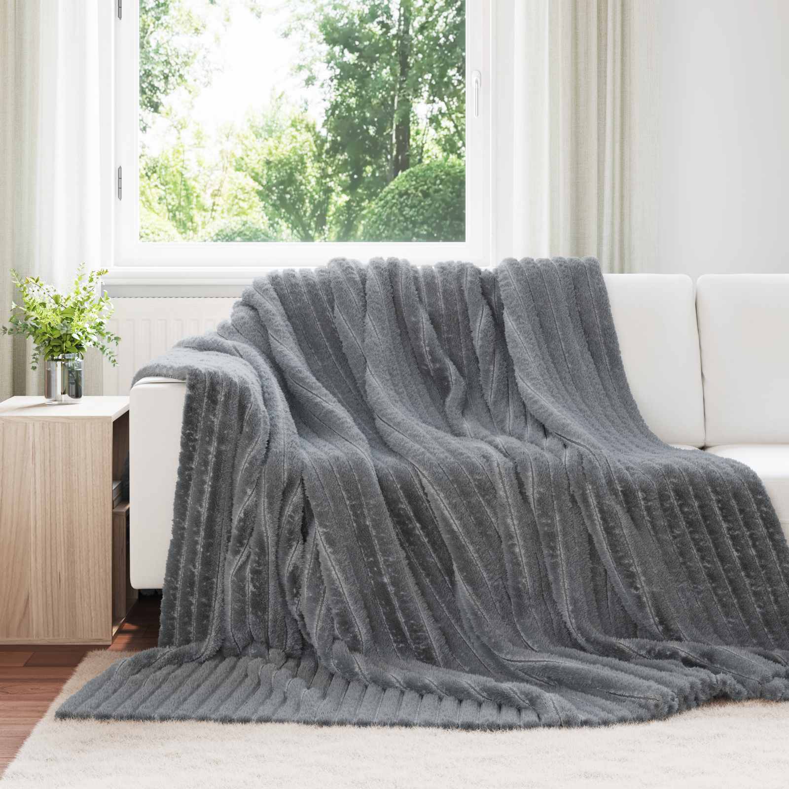 Überwurfdecke Beige 150 x 130 cm Fleece