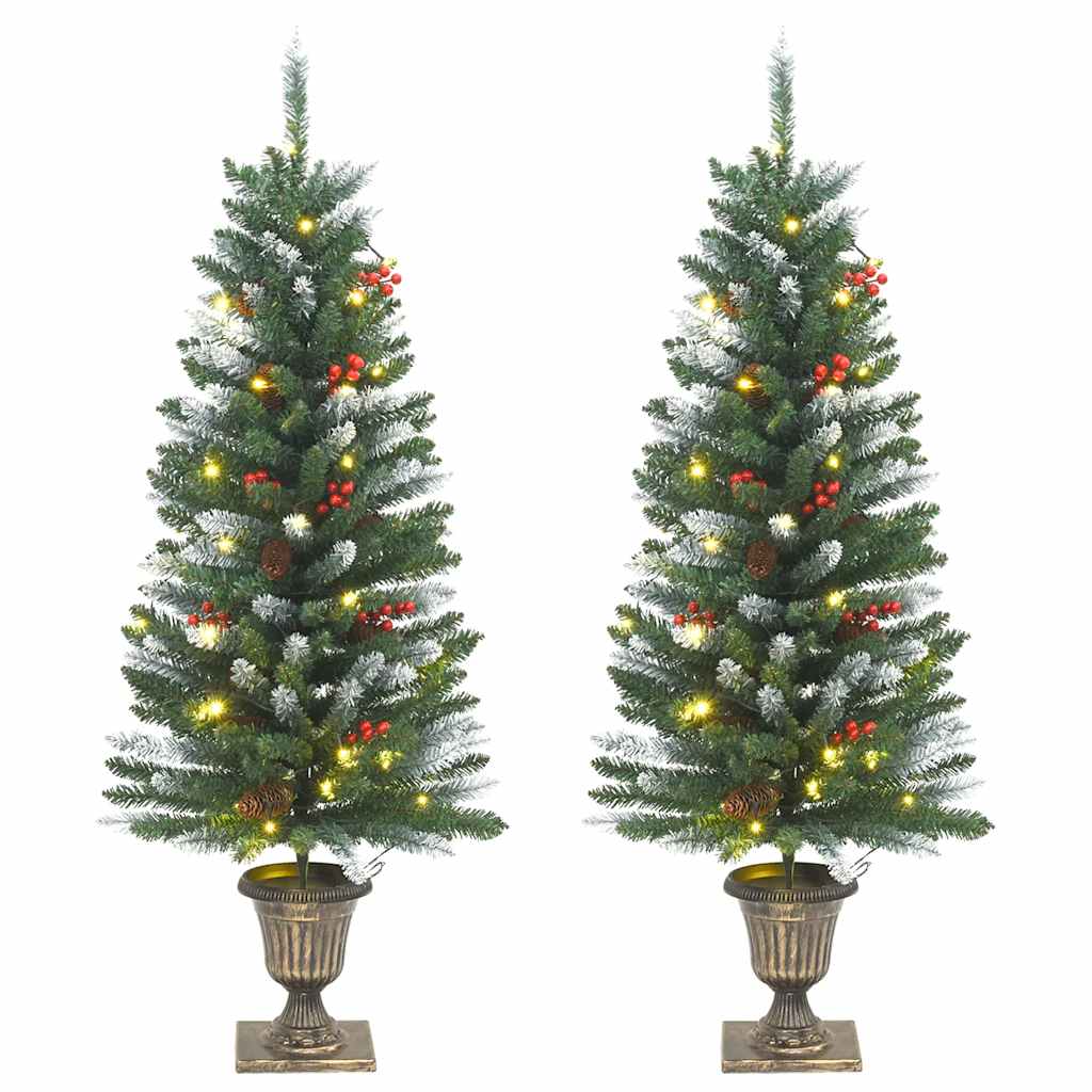 Künstliche Weihnachtsbäume 2 Stk. 100 LEDs Grün 120 cm