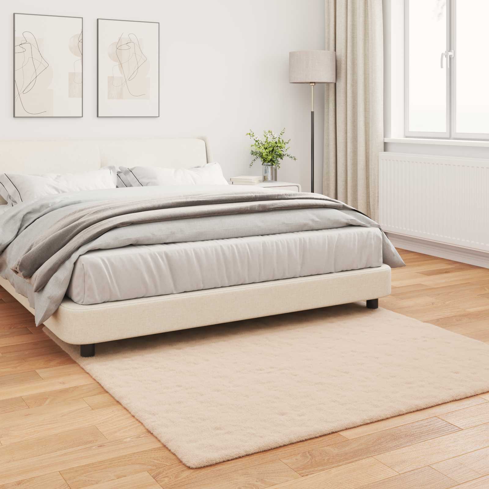 Rutschfester Teppich aus Kunstkaninchenfell OLITE Weiß
