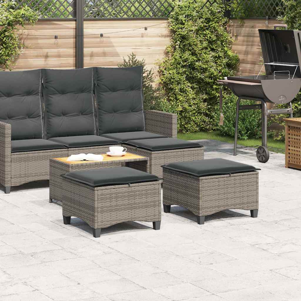 Gartenhocker mit Kissen 2 Stk. Schwarz 55x55x36 cm Poly Rattan