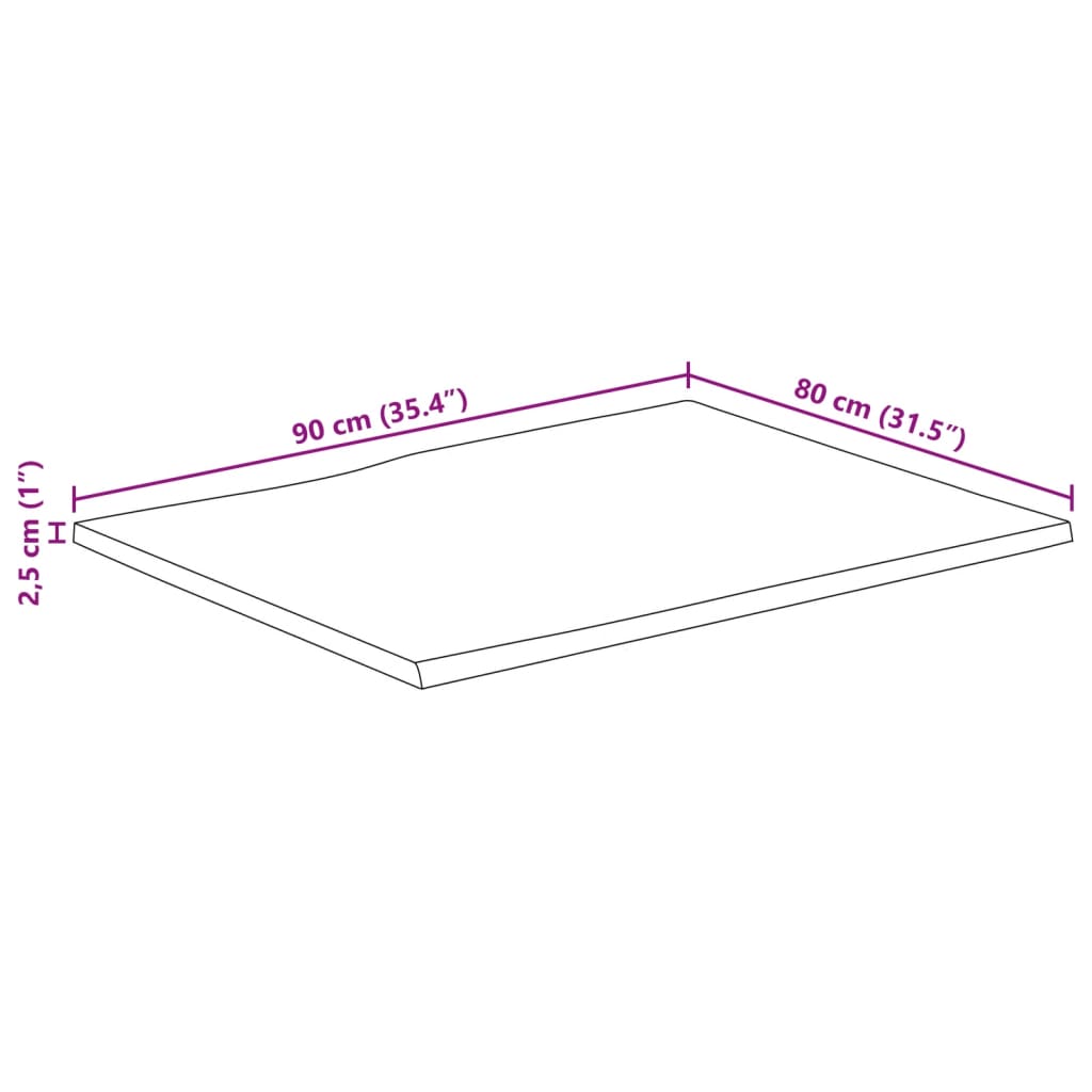 Tischplatte 40x40x2,5 cm Rechteckig Massivholz Akazie Baumkante