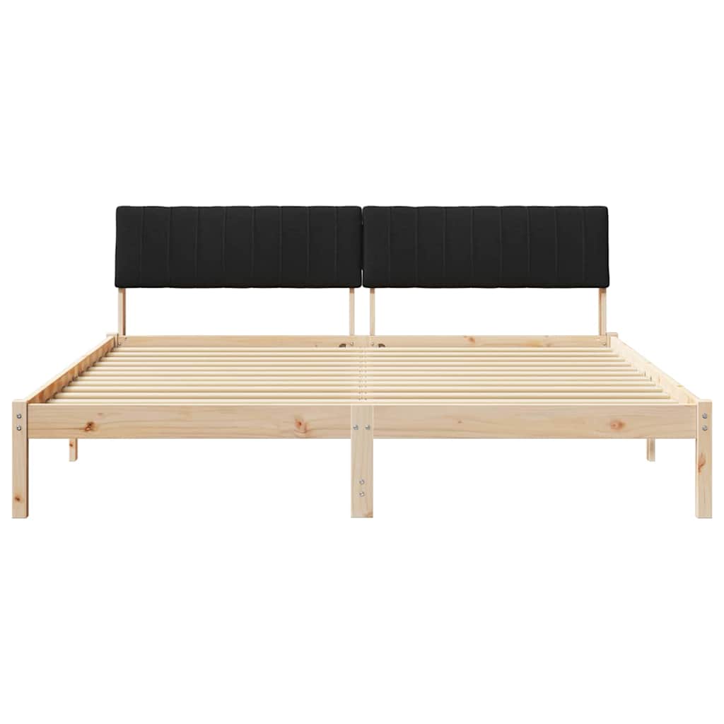Bettgestell Braun und hellgrau 200 x 200 cm Massivholz Kiefer