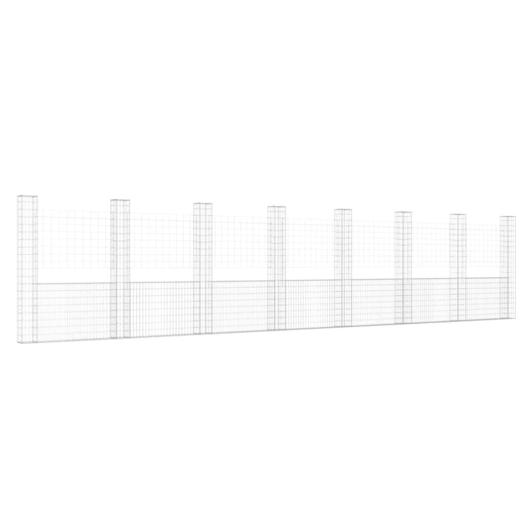 Gabionenkorb U-Form mit 2 Säulen Eisen 140x20x150 cm