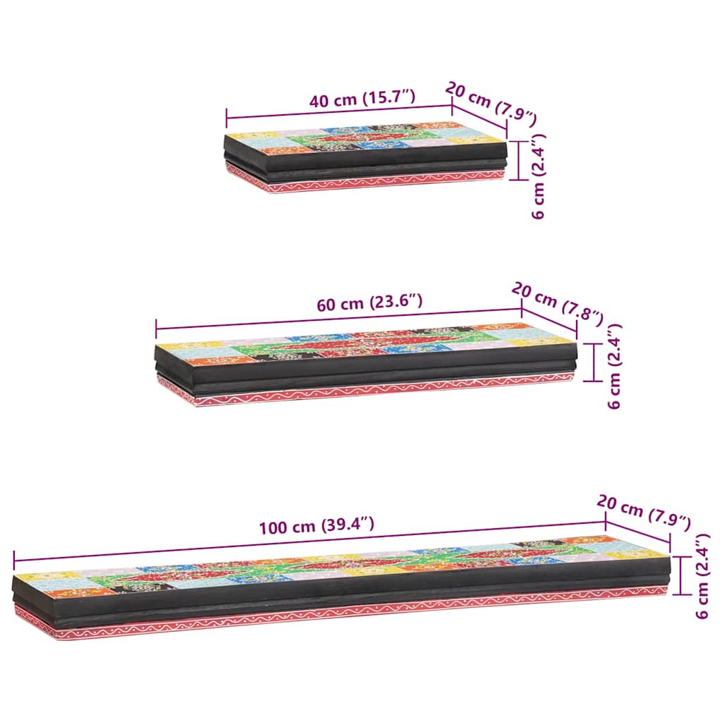 Wandregale Mehrfarbig 40 x 20 x 6 cm Massivholz Mango
