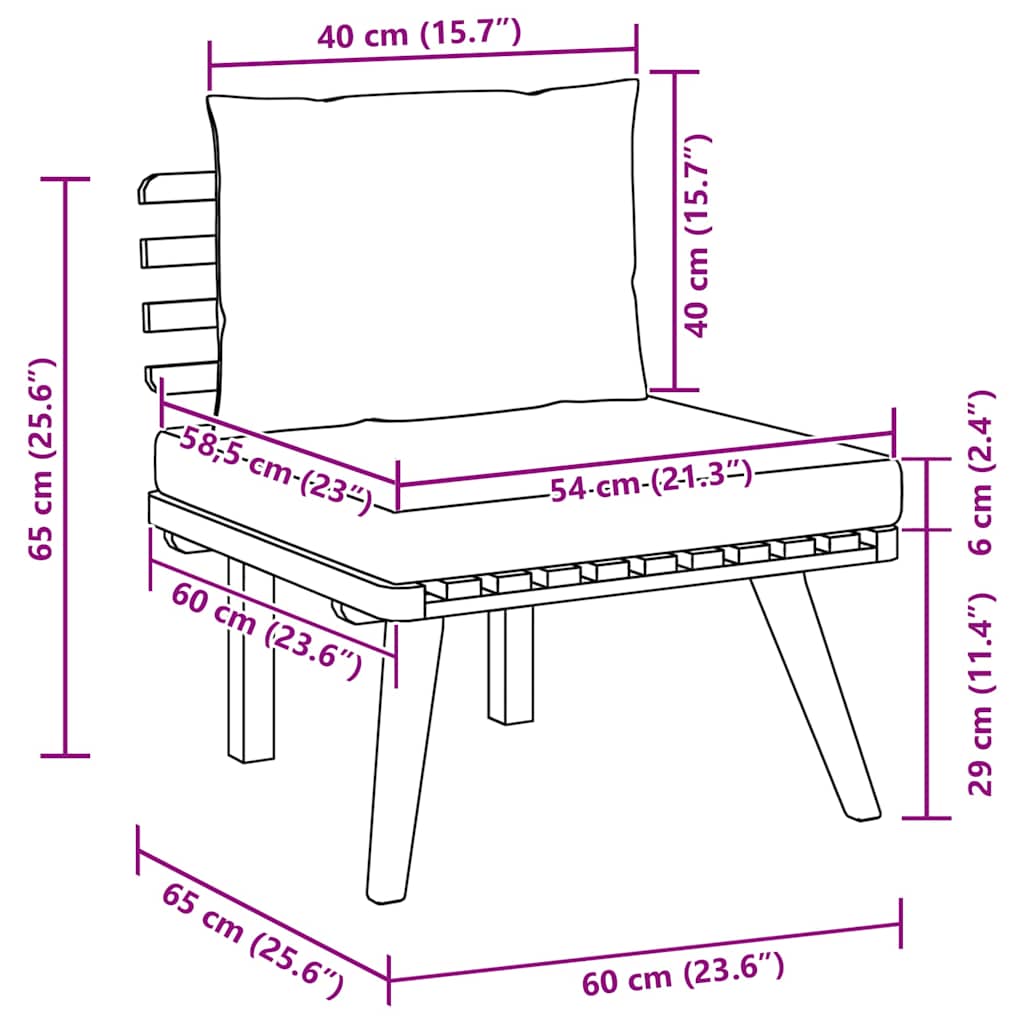 2-Sitzer-Gartensofa mit Kissen Massivholz Akazie