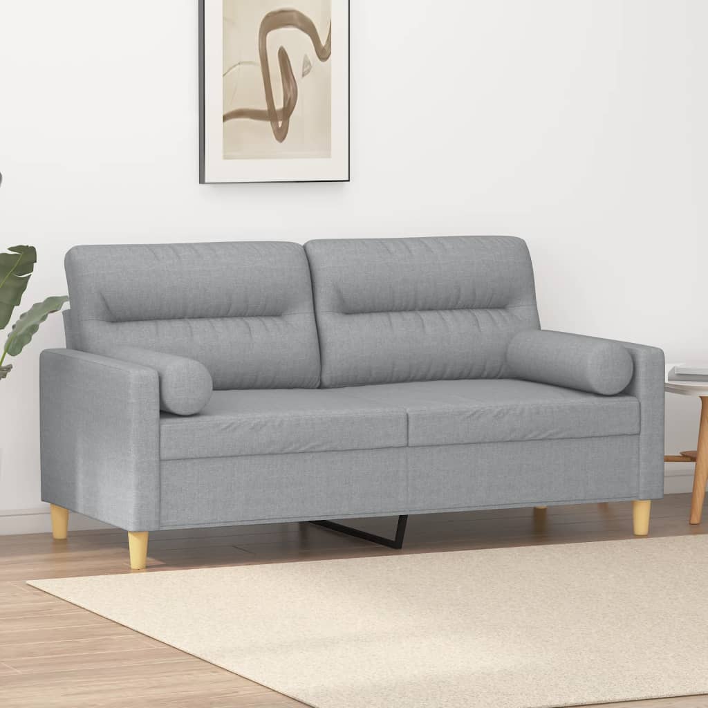 2-Sitzer-Sofa mit Zierkissen Braun 120 cm Stoff