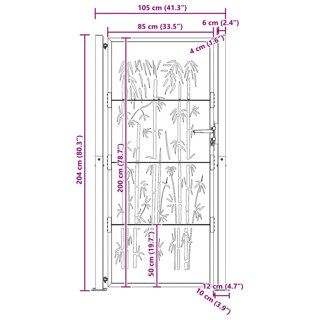 Gartentor 100x75 cm Cortenstahl Bambus-Design