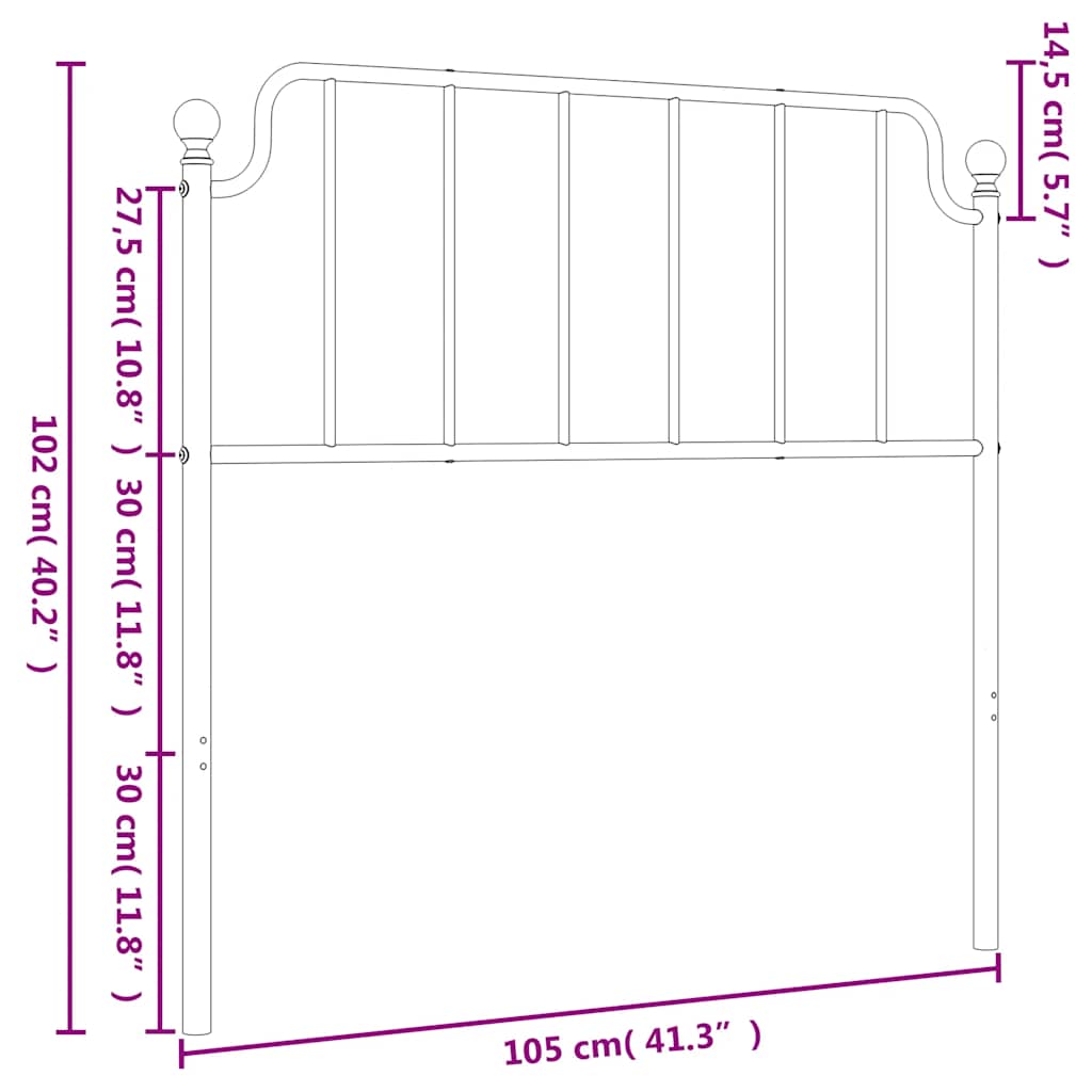 Ersatz-Kopfteil Metall Schwarz 135 cm
