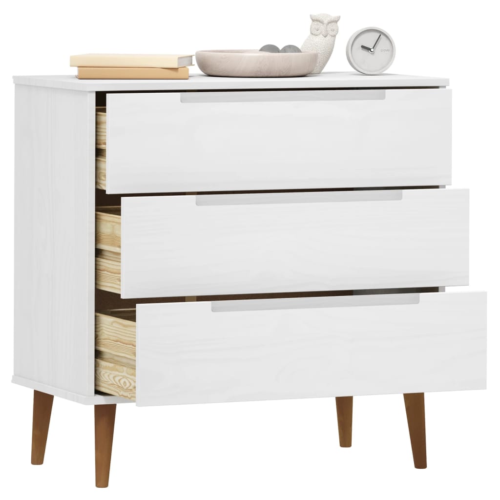 Schubladenschrank MOLDE Braun 80x40x80 cm Massivholz Kiefer