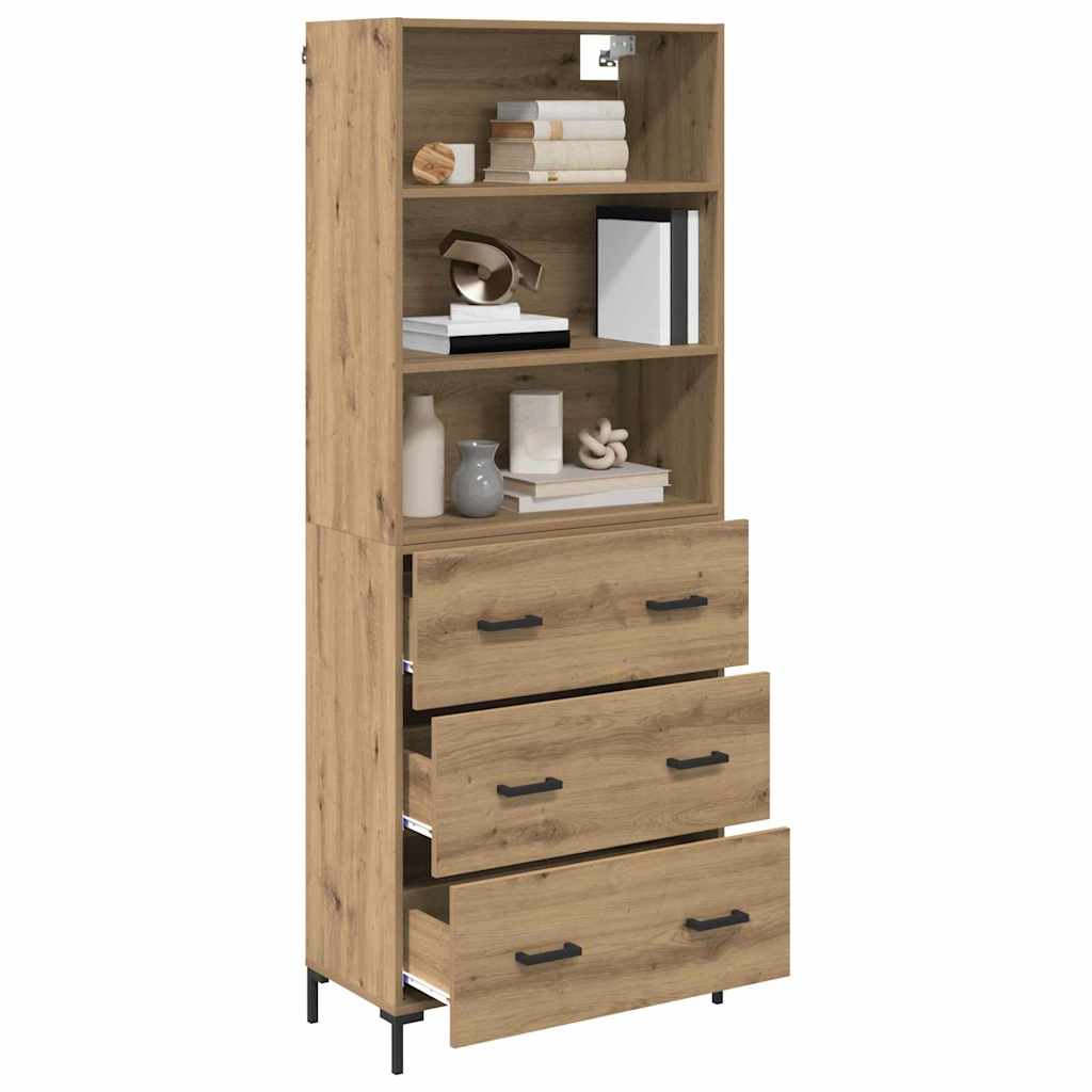 Highboard Hochglanz-Weiß 69,5x34x180 cm Holzwerkstoff