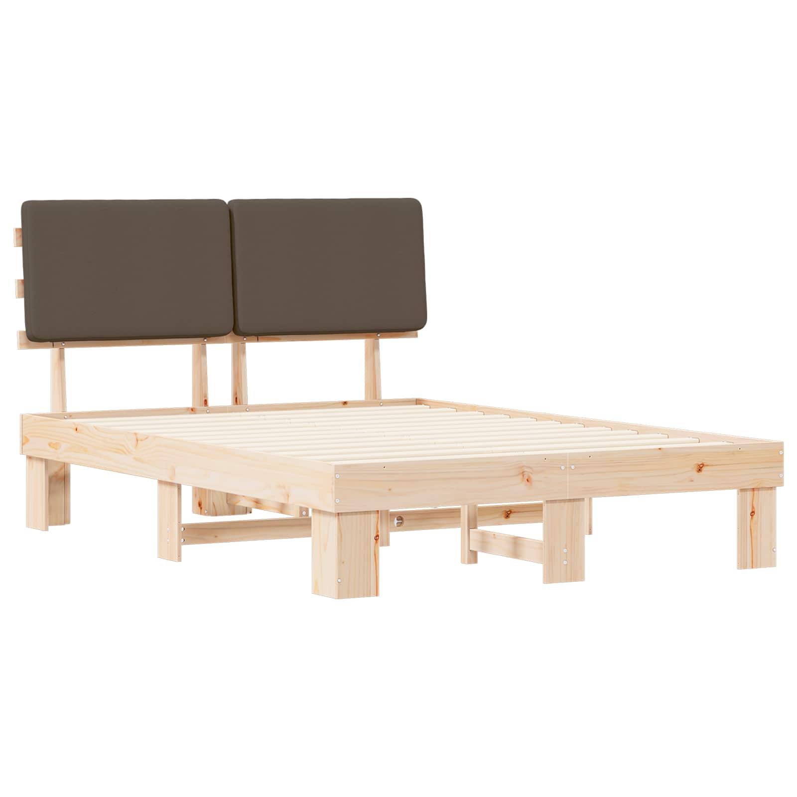 Bettgestell mit gepolstertem Kopfteil Hellgrau 200 x 200 cm