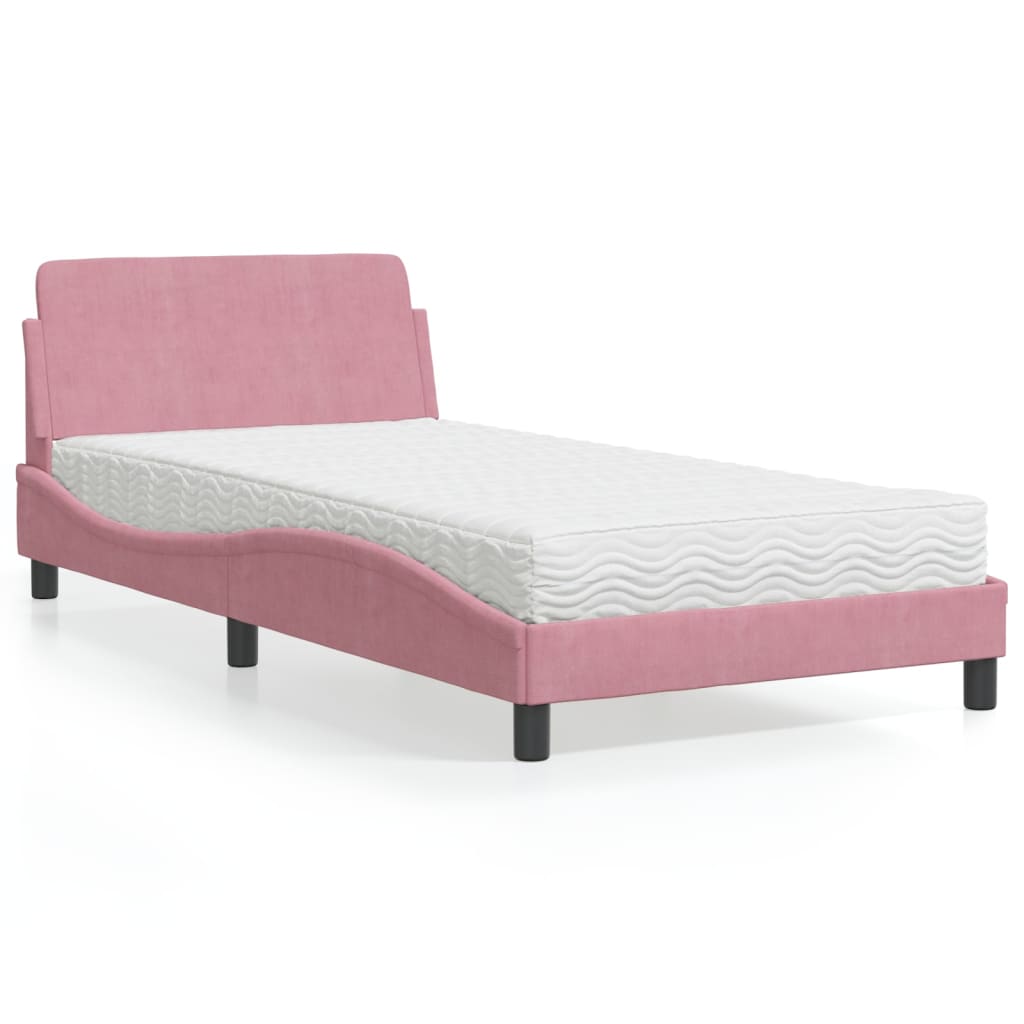 Bett mit Matratze "Dover" Hellgrau 80x200 cm Samt