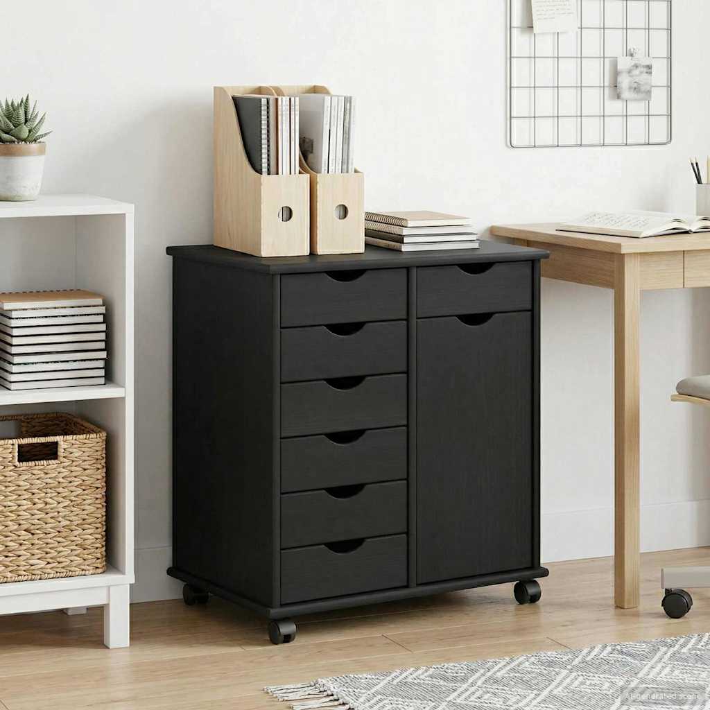 Rollschrank Honigbraun 63,5 x 39 x 65,5 cm Massivholz Kiefer