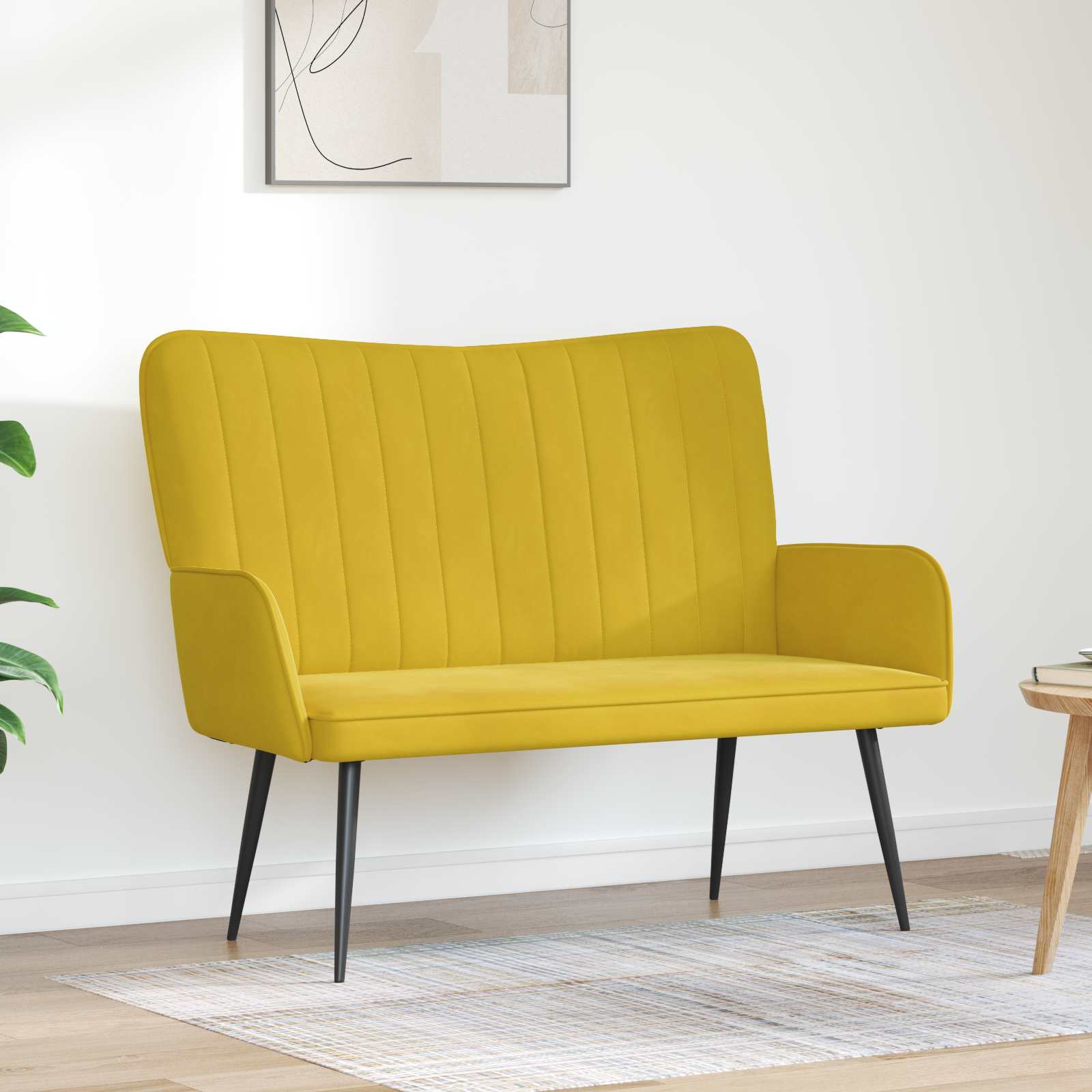 2-Sitzer Sofa Hellgrau 115 x 61 x 87 cm Samt (V)