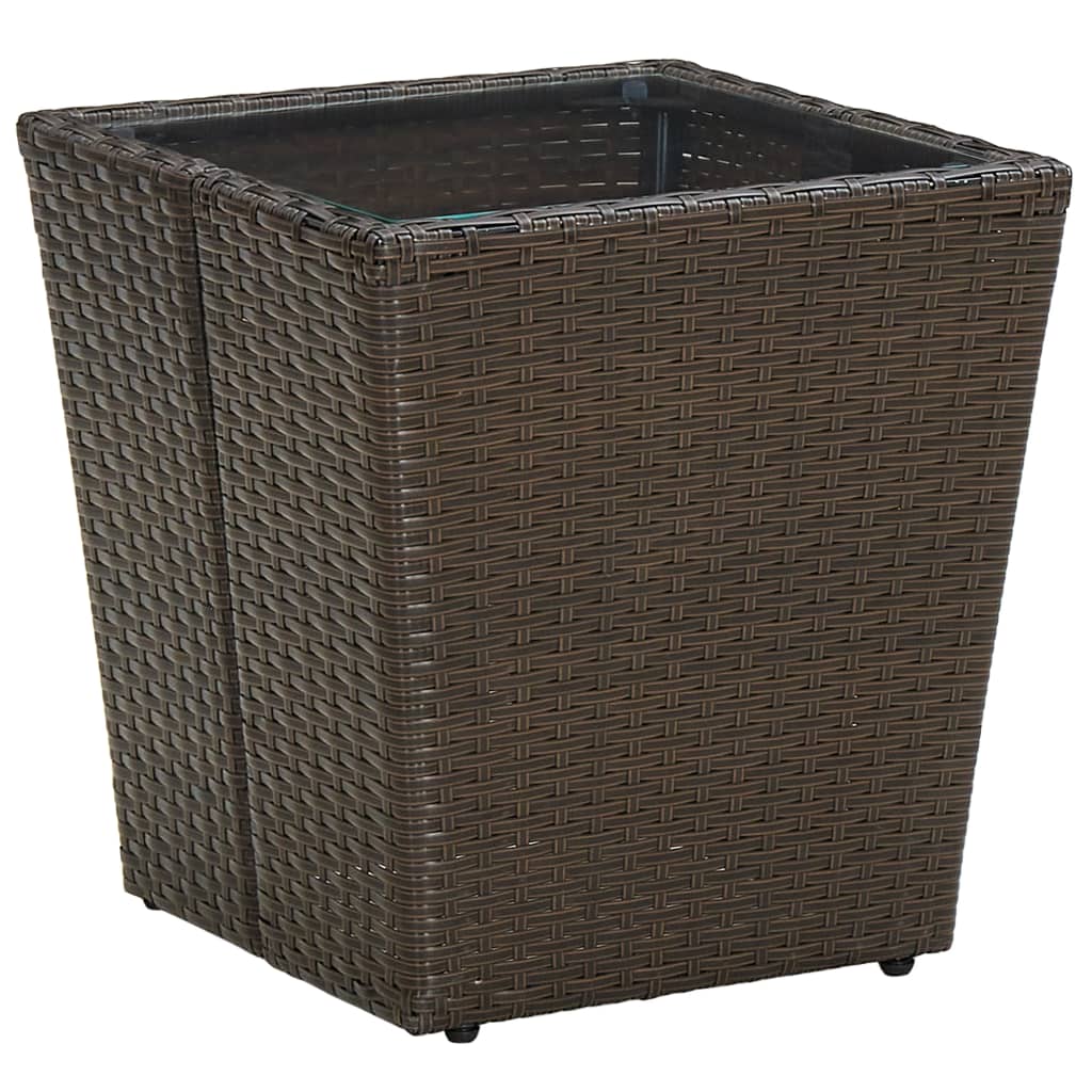 Beistelltisch Beige 41,5x41,5x44 cm Poly Rattan und Hartglas