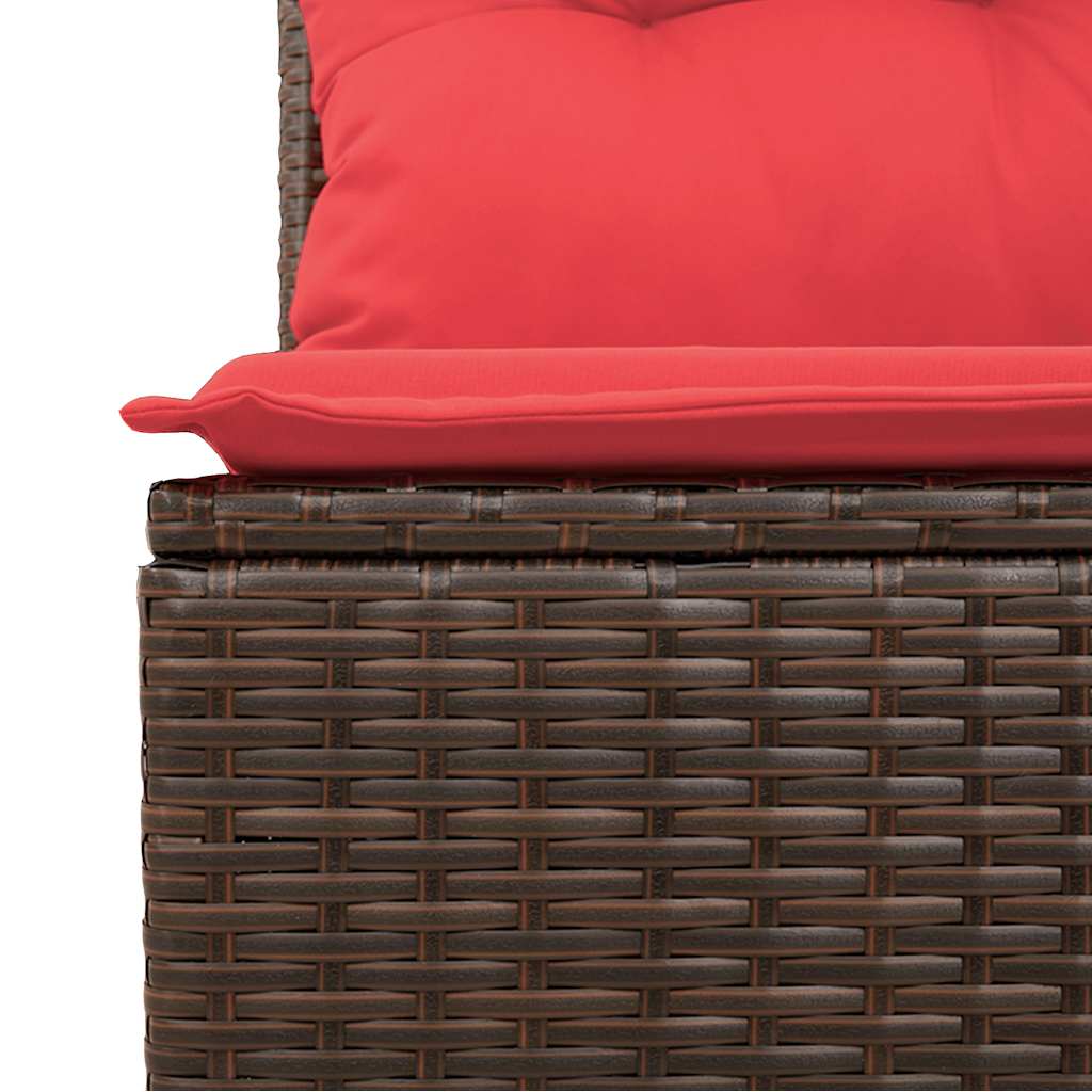10-teiliges Gartensofa-Set mit Kissen, schwarzes Polyrattan