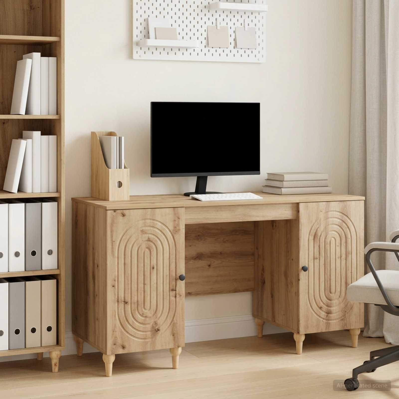 Schreibtisch mit Regal Schwarz 142,5 x 50 x 75 cm Holzwerkstoff