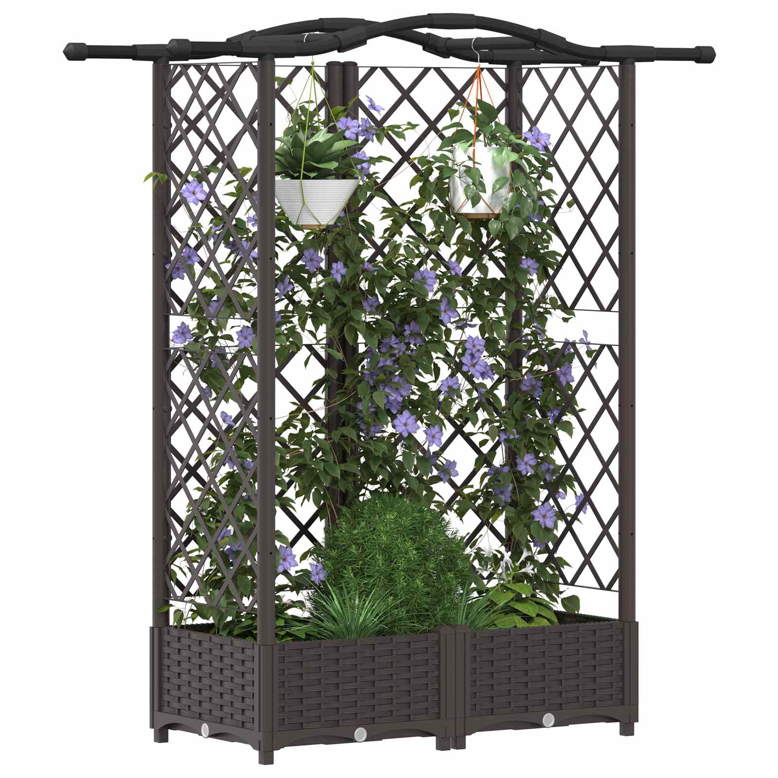 Hochbeet mit Rankgitter und Dach Braun 124 x 40 x 123 cm PP