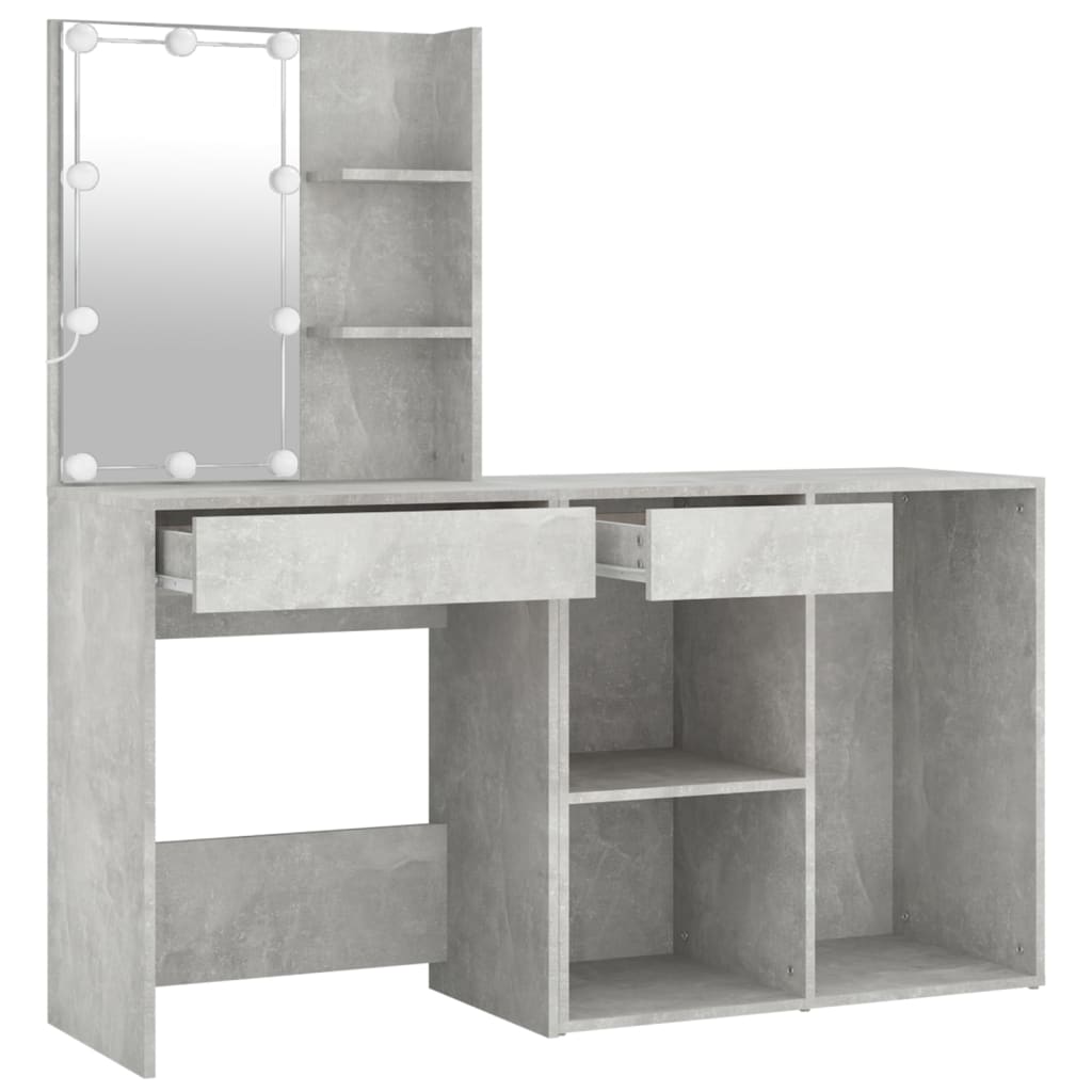 LED-Schminktisch mit Schrank Weiß Holzwerkstoff