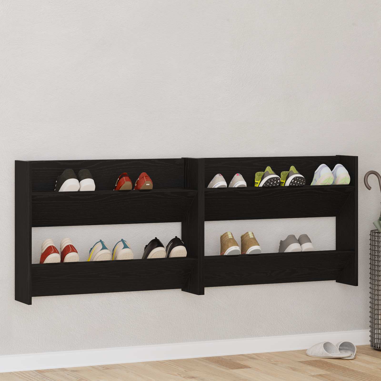 Wand-Schuhschränke 4 Stk. Weiß 60x18x60 cm Holzwerkstoff