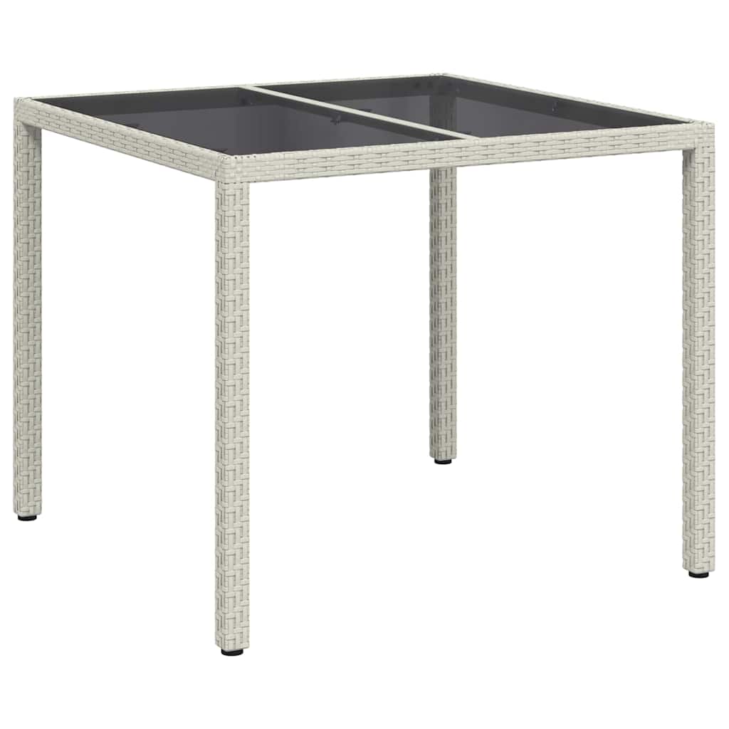 Gartentisch 150x90x75 cm Hartglas und Poly Rattan Grau