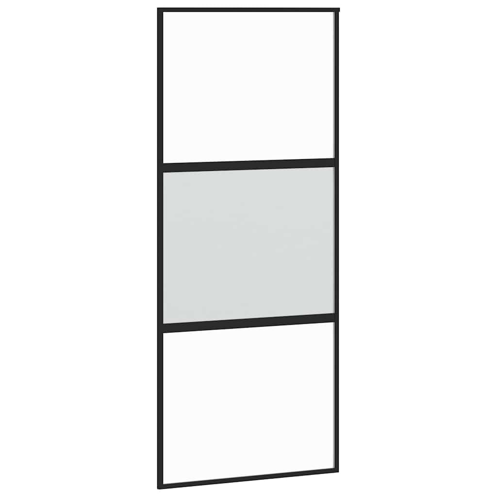 Schiebetür mit Beschlag Schwarz 76x205 cm Hartglas