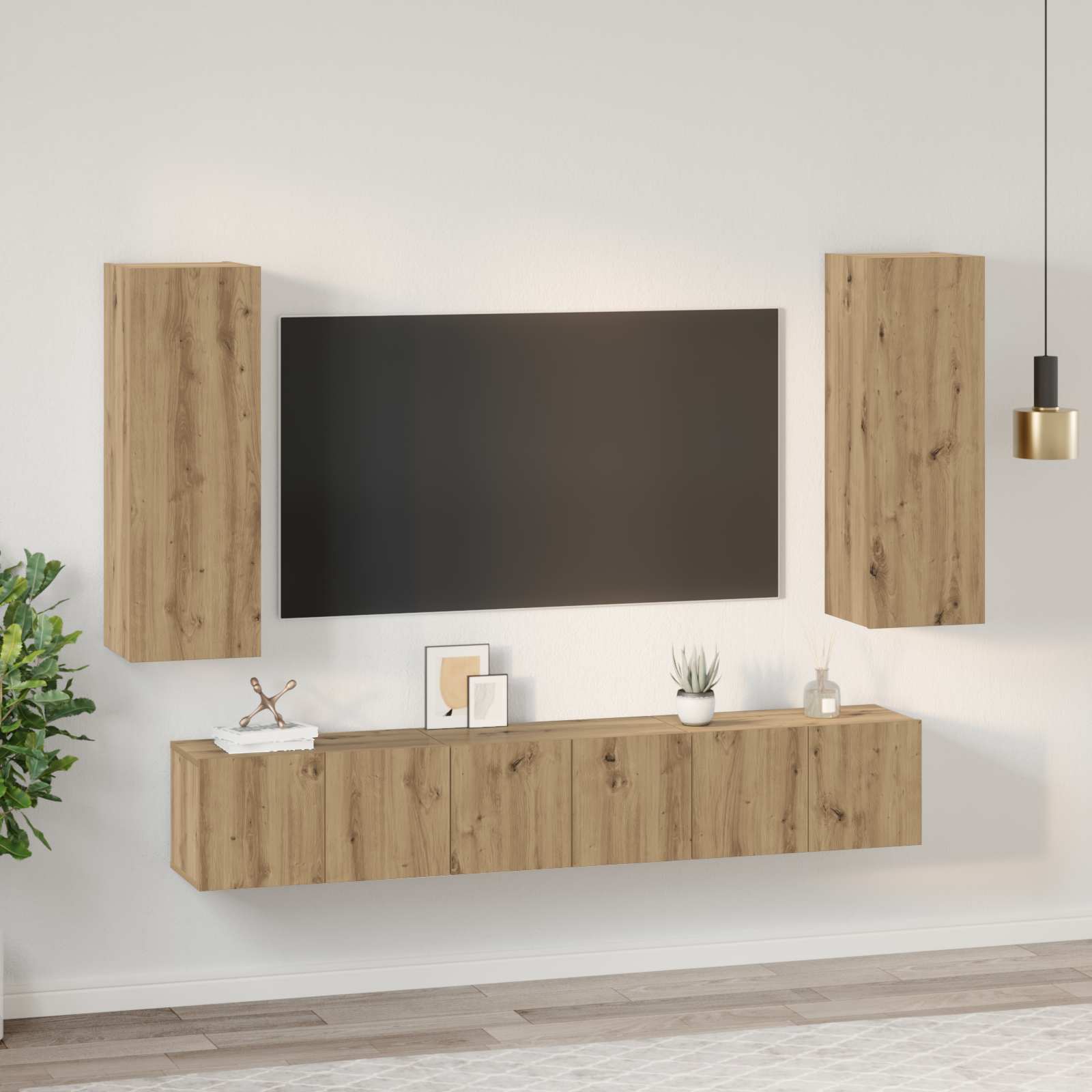 4-tlg. TV-Schrank-Set Weiß Holzwerkstoff