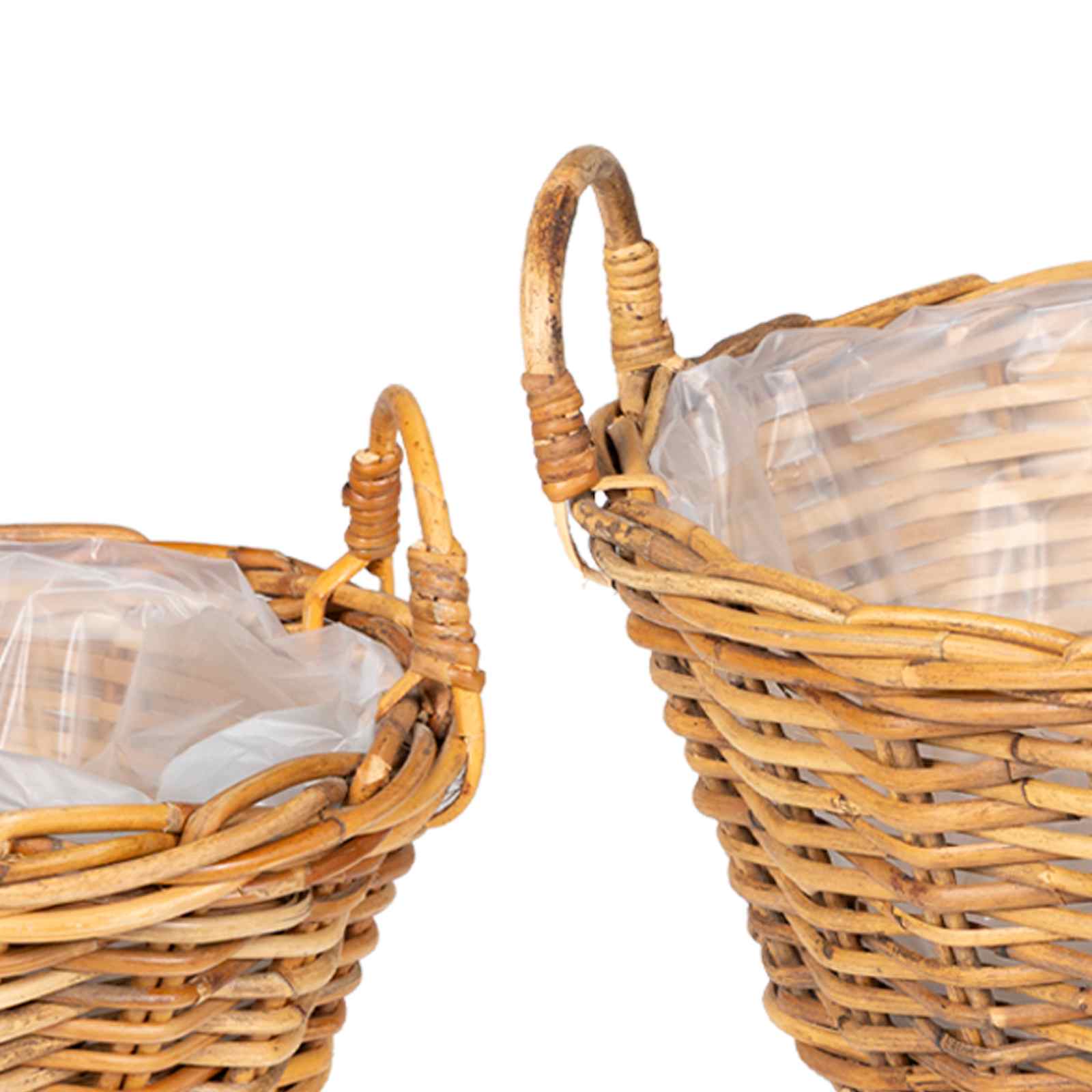 Blumentopfkorb mit Speicher 2 Stk. Natürliches Grau Kubu Rattan