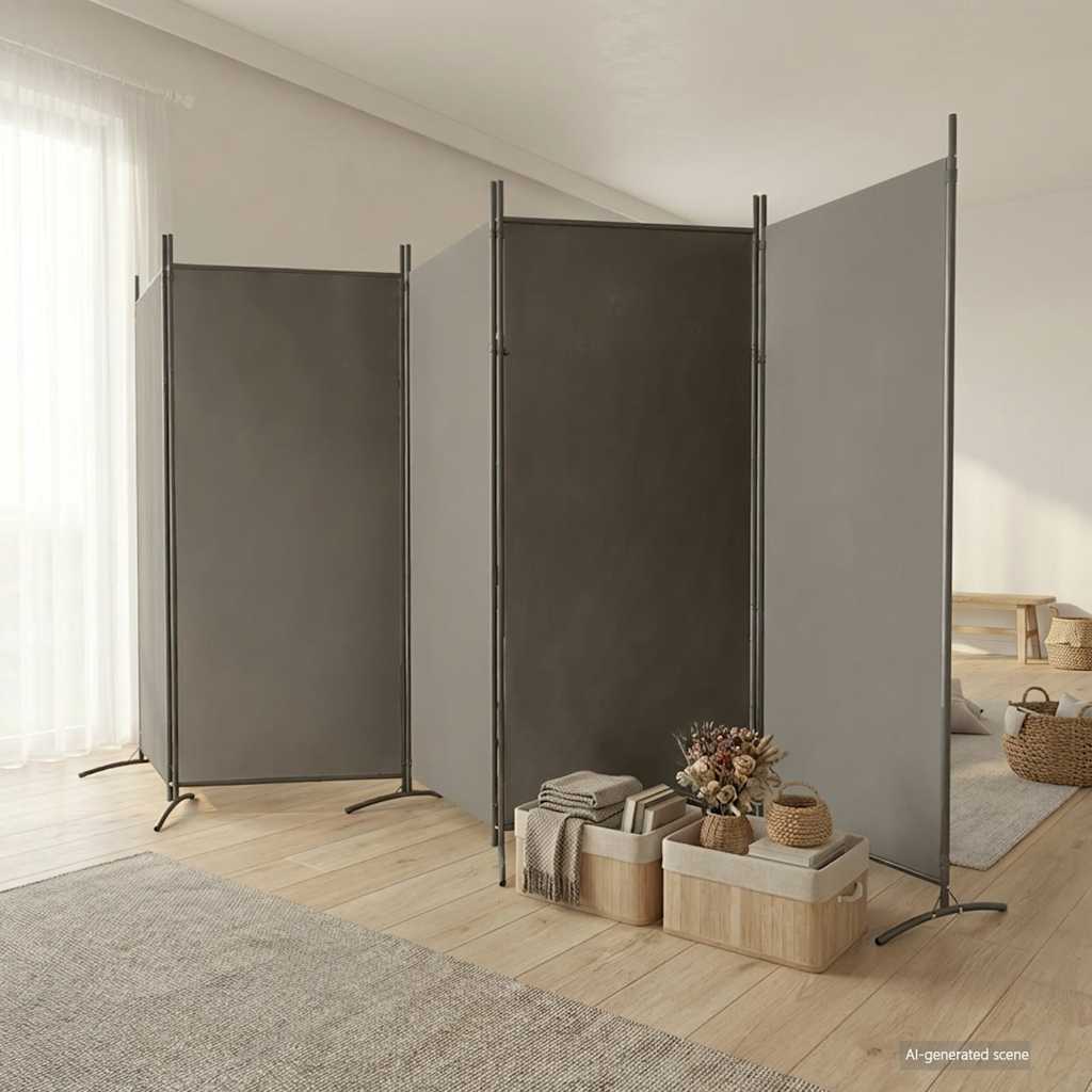 3-tlg. Raumteiler Weiß 260x180 cm Stoff
