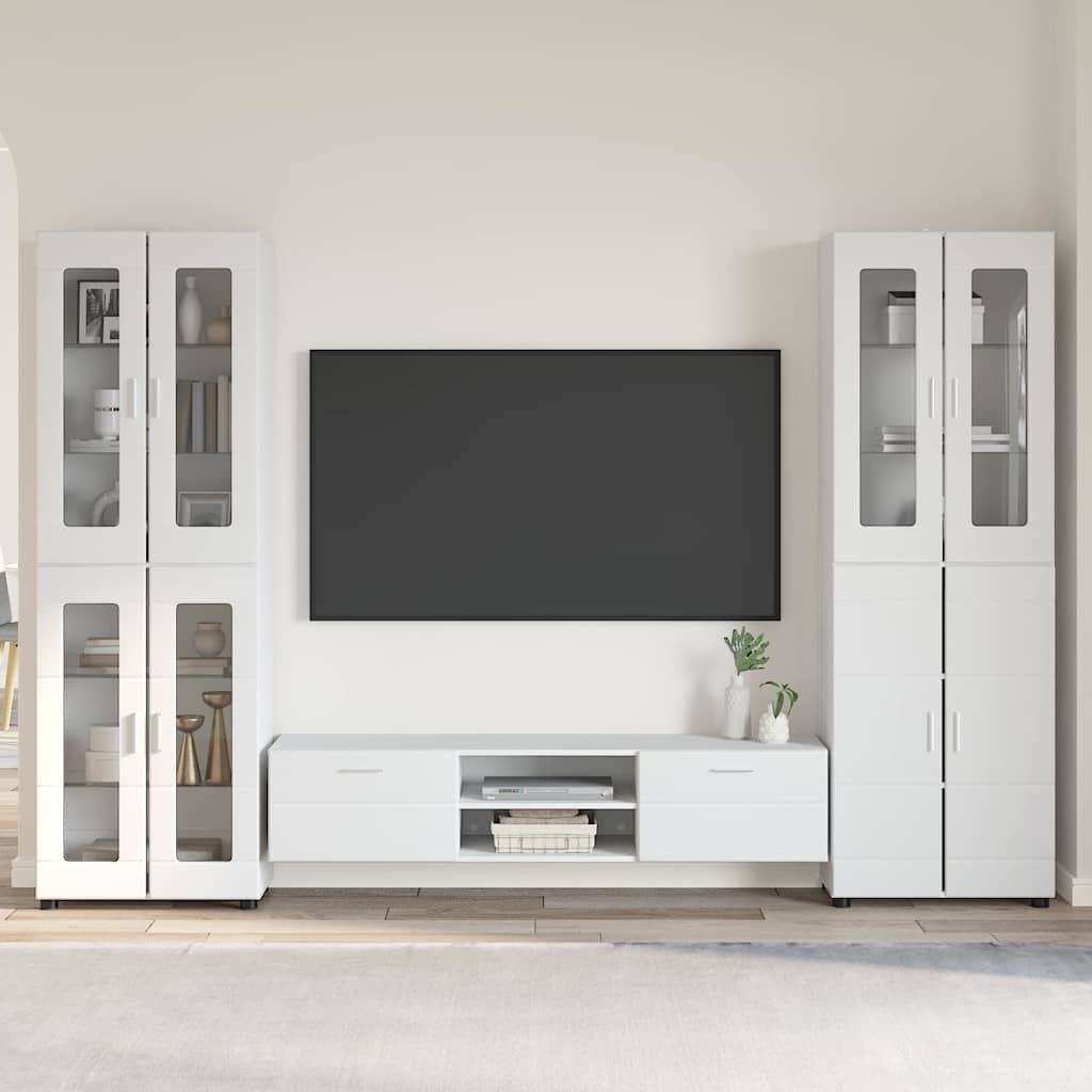 Highboard mit Regal FLORIN Weiß 60 x 35 x 182 cm Holzwerkstoff