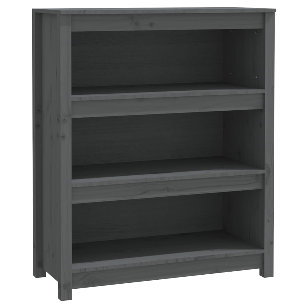 Bücherregal Grau 80x35x68 cm Massivholz Kiefer