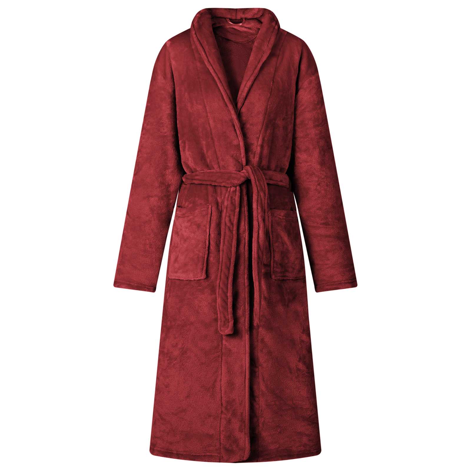 Bademantel ohne Kapuze Beige S Flanell