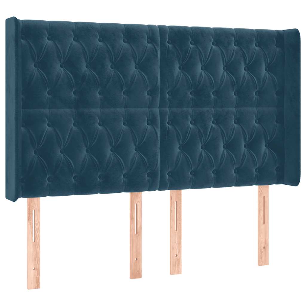 Kopfteil mit Ohren Dunkelblau 93x16x78/88 cm Samt