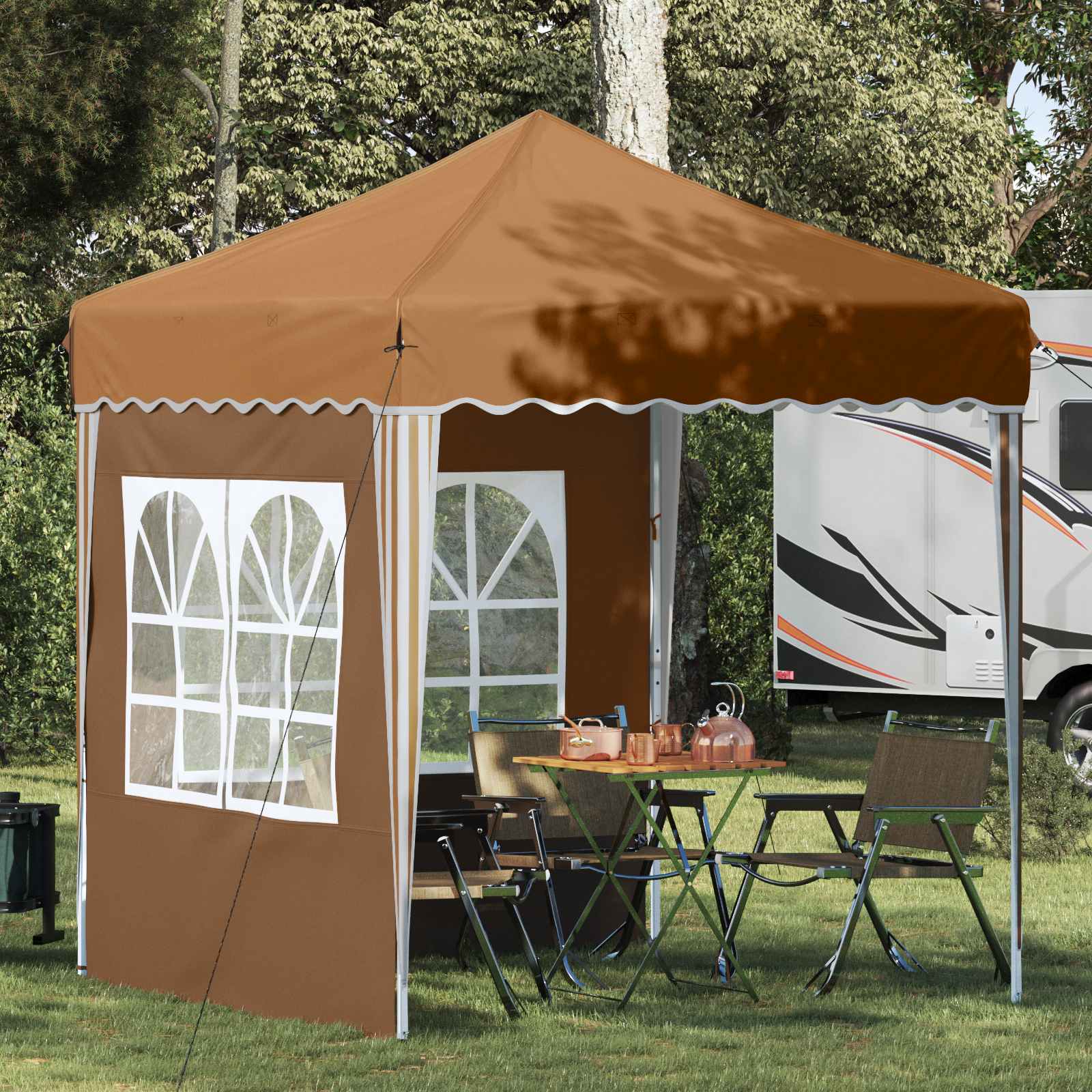 Pop-up Partyzelt 195 x 195 x 245 cm Creme Oxford-Stoff