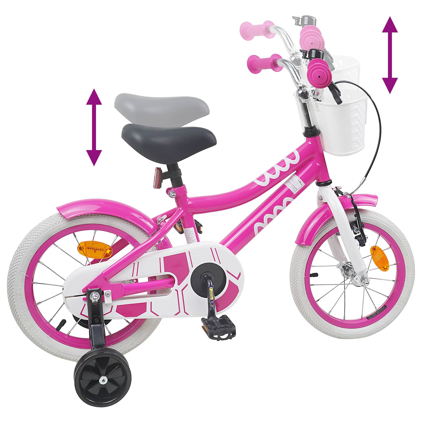 Kinderfahrrad 12 Zoll für 2-4 Jahre alt Rosa