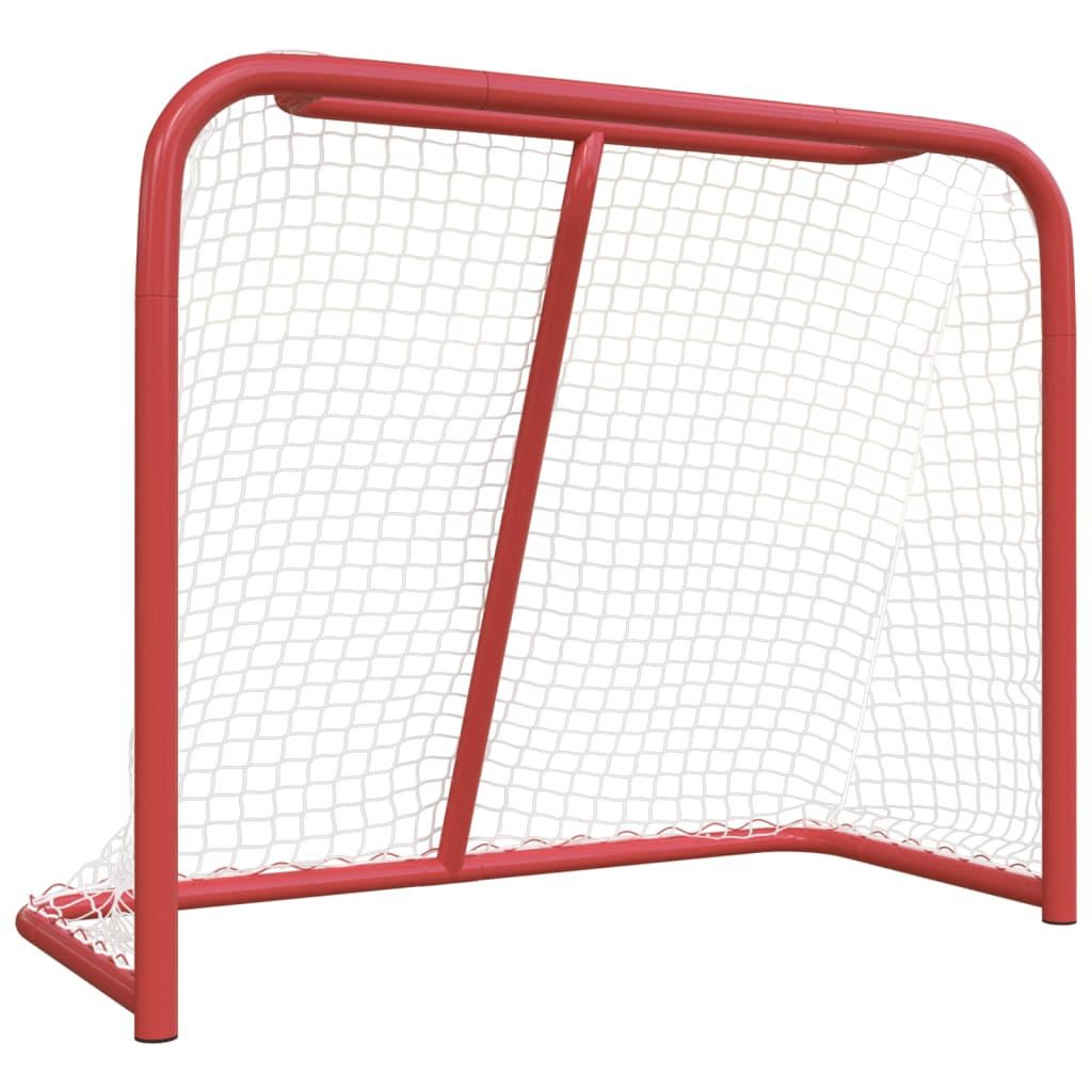 Hockeytor mit Netz Rot & Weiß 153x60x118 cm Stahl & Polyester