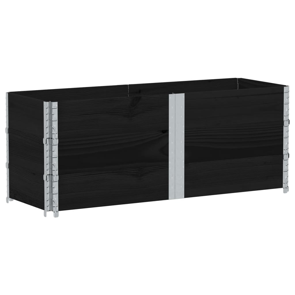 Paletten-Aufsatzrahmen Schwarz 80x60 cm Massivholz Kiefer