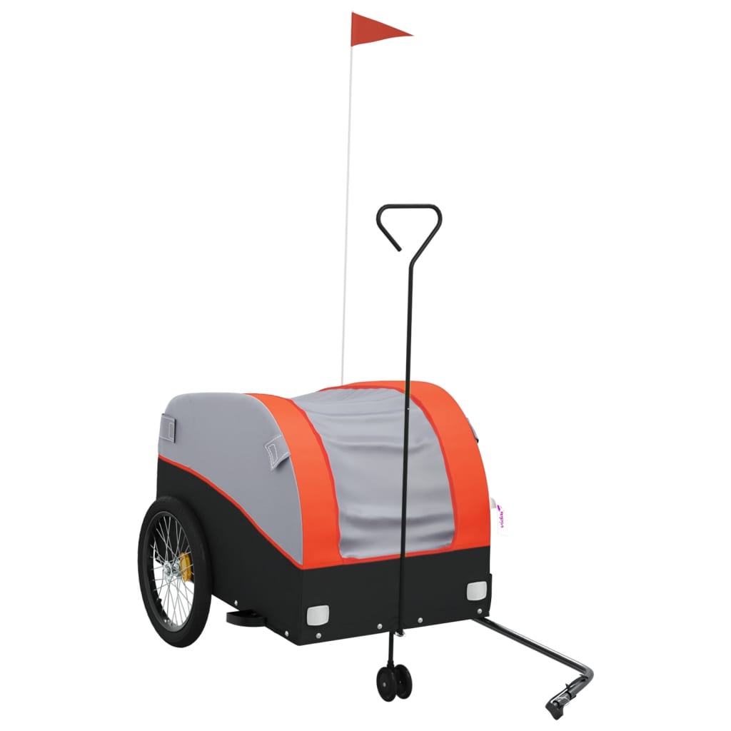 Fahrradanhänger Schwarz und Orange 30 kg Eisen